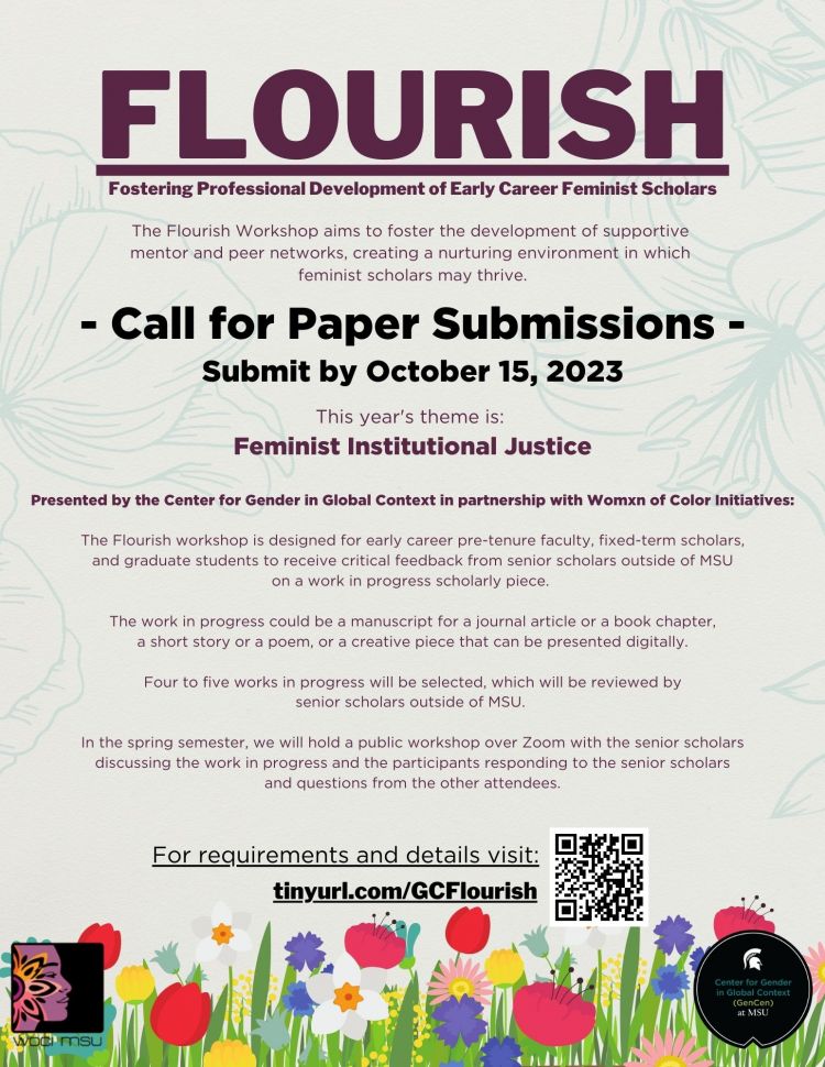 Flourish Advertising Poster with images of flowers and information leading back to content on this webpage