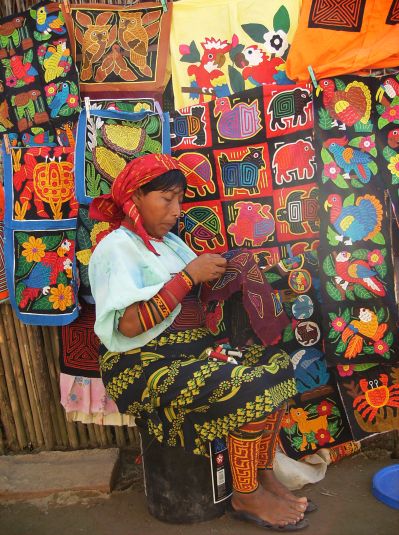 Woman making Molas in Panama