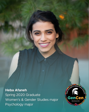 Heba Afaneh wearing a black blouse and smiling