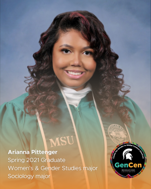 Arianna Pittenger smiling in a green graduation gown